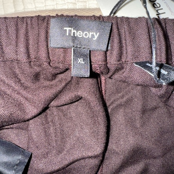 THEORY 100% Virgin Wool Wide Leg Clean St Pull On Sleek Flannel Brown Pants NWT - Picture 8 of 8